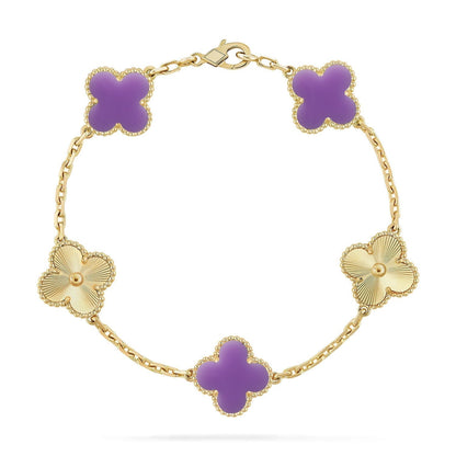 [⭐Luxery]CLOVER 5 MOTIF LIGHT PURPLE BRACELET COLLECTION