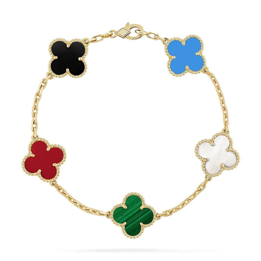 [⭐Luxery]CLOVER 5 MOTIFS MULTICOLOR BRACELET