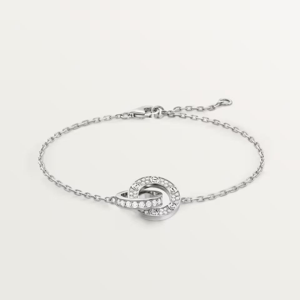 [⭐Luxery]LOVE DOUBLE RING FULL DIAMOND BRACELET