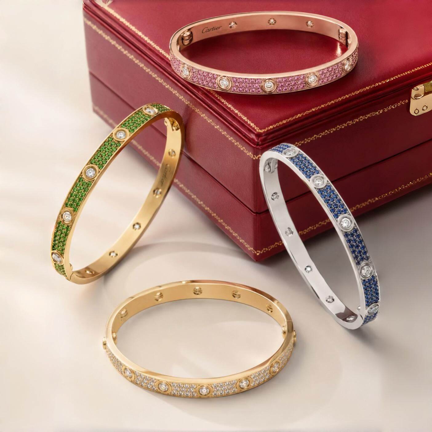 [⭐Luxery]2026 PAVE GEMSTONE LOVE BRACELET 6.1MM 10 DIAMONDS