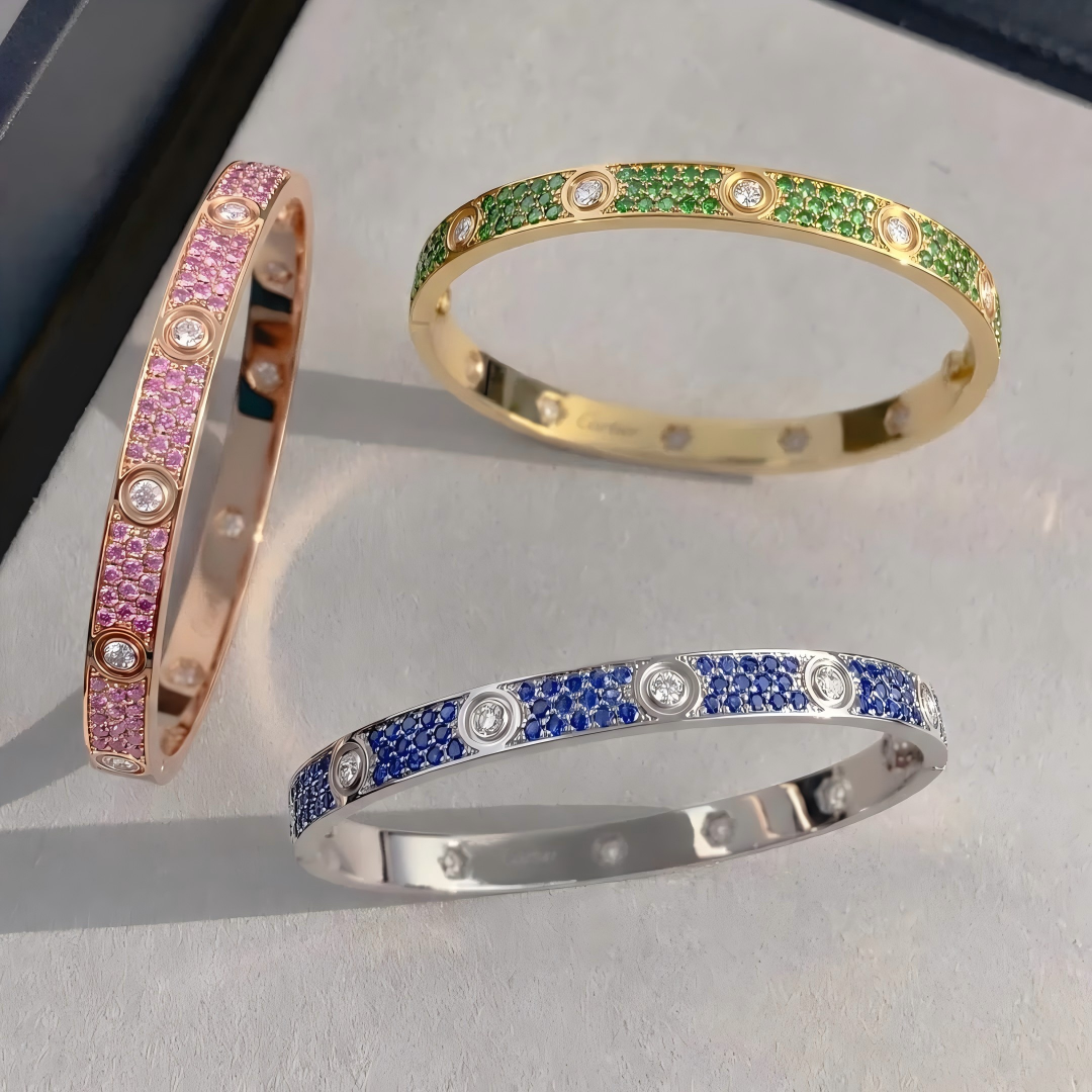 [⭐Luxery]2026 PAVE GEMSTONE LOVE BRACELET 6.1MM 10 DIAMONDS