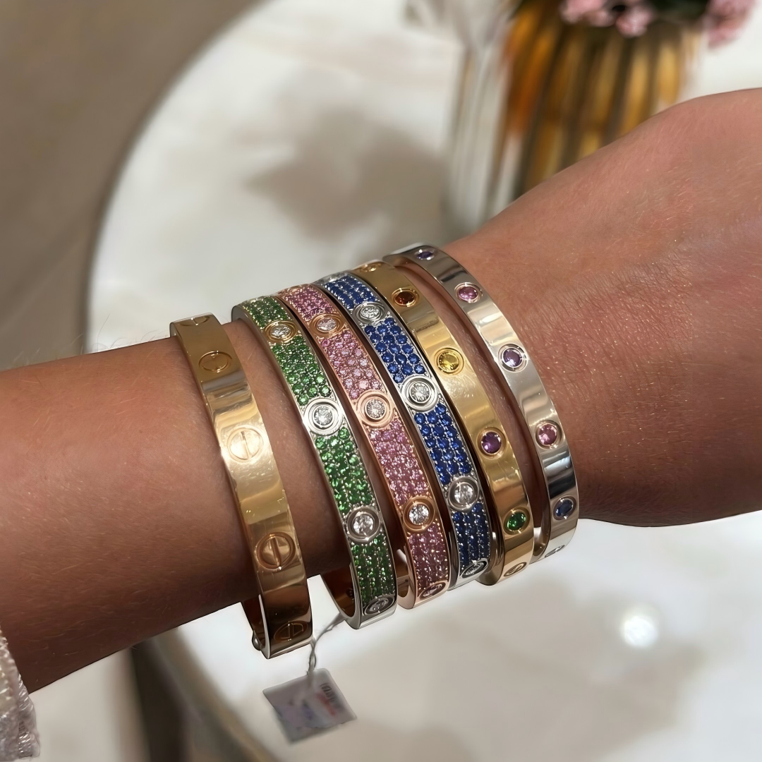 [⭐Luxery]2026 PAVE GEMSTONE LOVE BRACELET 6.1MM 10 DIAMONDS