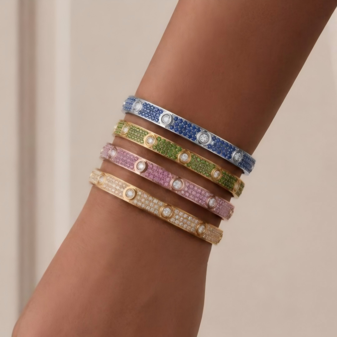 [⭐Luxery]2026 PAVE GEMSTONE LOVE BRACELET 6.1MM 10 DIAMONDS