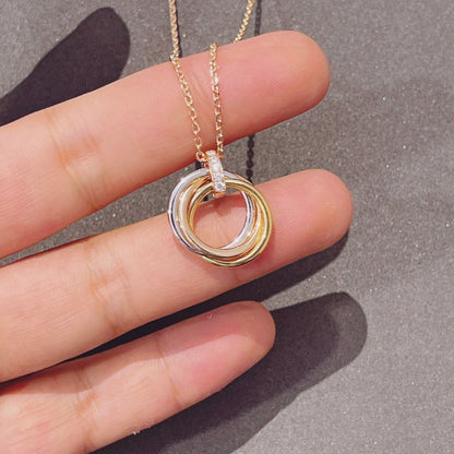 [⭐Luxery]TRINITY NECKLACE GOLD  DIAMONDS