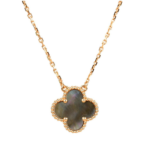 [⭐Luxery]CLOVER 15MM  GRAY MOTHER OF PEARL NECKLACE