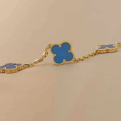 [⭐Luxery] CLOVER 5 MOTIF BLUE AGATE BRACELET COLLECTION