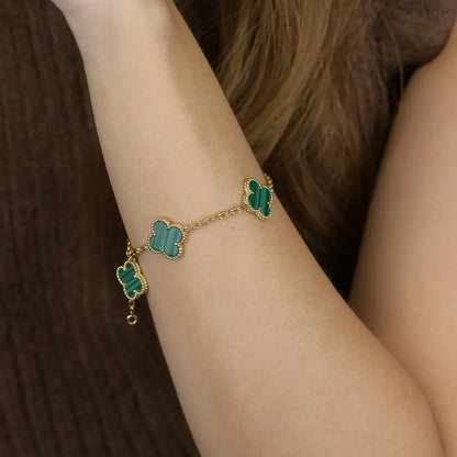 [⭐Luxery] CLOVER 5 MOTIF MALACHITE BRACELET COLLECTION