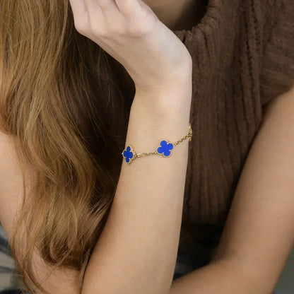 [⭐Luxery] CLOVER 5 MOTIF BLUE AGATE BRACELET COLLECTION