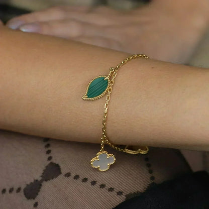 [⭐Luxery]LUCKY SPRING 5 MOTIF GOLD BRACELET