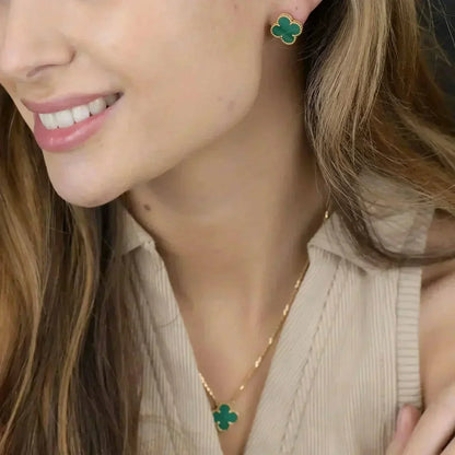 [⭐Luxery]CLOVER MINI 9.5MM MALACHITE  EARRINGS