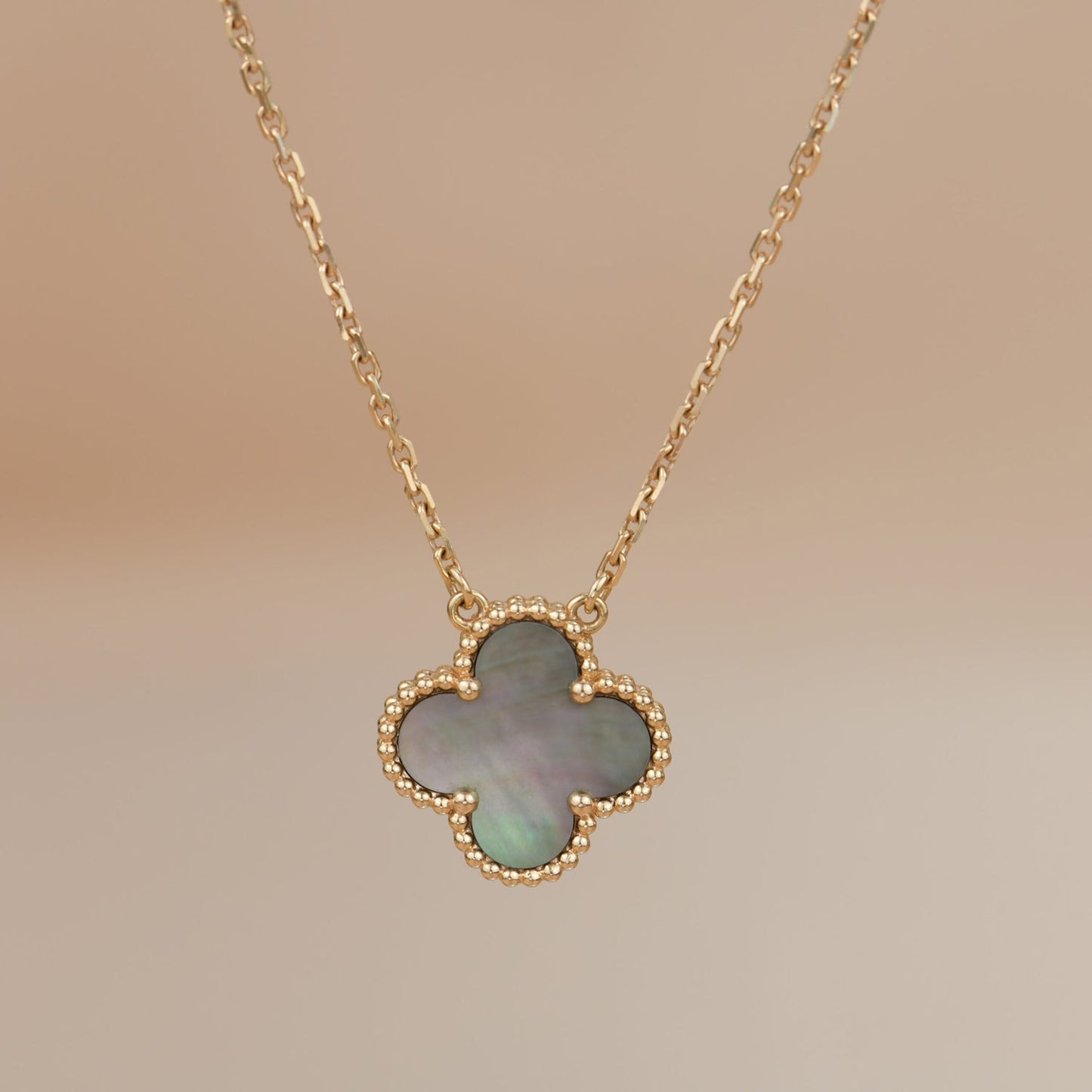 [⭐Luxery]CLOVER 15MM  GRAY MOTHER OF PEARL NECKLACE