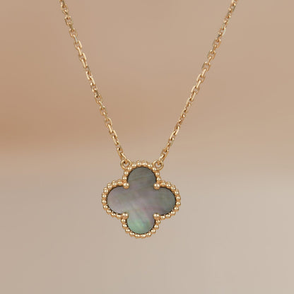 [⭐Luxery]CLOVER 15MM  GRAY MOTHER OF PEARL NECKLACE