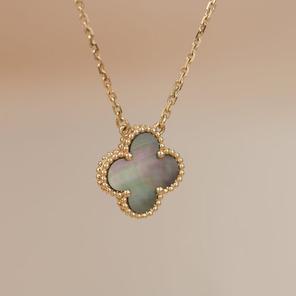 [⭐Luxery]CLOVER 15MM  GRAY MOTHER OF PEARL NECKLACE