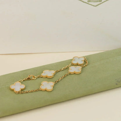 [⭐Luxery]CLOVER WHITE PEARL MOP 5 MOTIF BRACELET COLLECTION