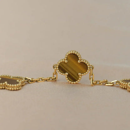 [⭐Luxery] CLOVER 5 MOTIFS TIGER EYE BRACELET COLLECTION