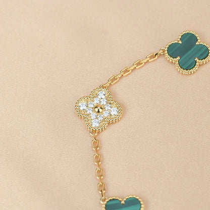 [⭐Luxery] CLOVER 5 MOTIF MALACHITE BRACELET COLLECTION