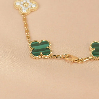 [⭐Luxery] CLOVER 5 MOTIF MALACHITE BRACELET COLLECTION