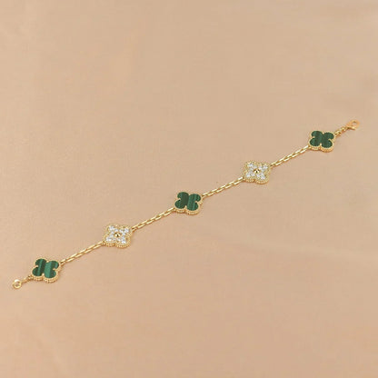 [⭐Luxery] CLOVER 5 MOTIF MALACHITE BRACELET COLLECTION