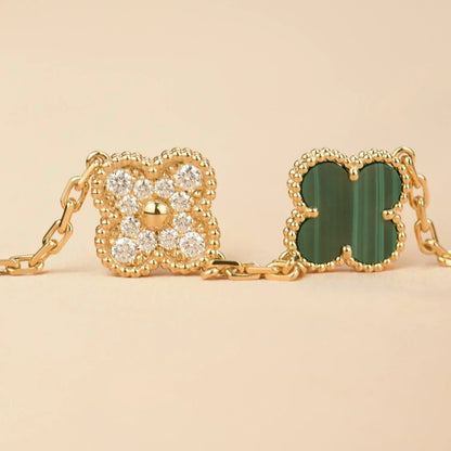 [⭐Luxery] CLOVER 5 MOTIF MALACHITE BRACELET COLLECTION