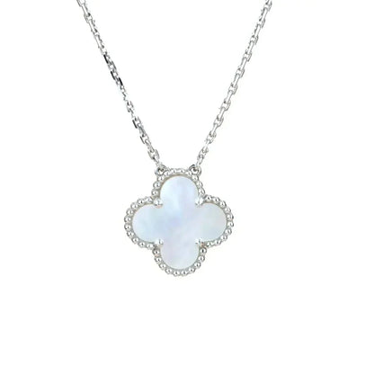 [⭐Luxery]CLOVER  15MM WHITE MOTHER-OF-PEARL SILVER
