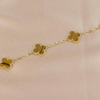 [⭐Luxery] CLOVER 5 MOTIFS TIGER EYE BRACELET COLLECTION