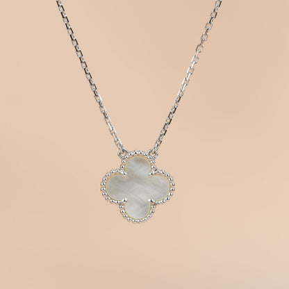 [⭐Luxery]CLOVER  15MM WHITE MOTHER-OF-PEARL SILVER