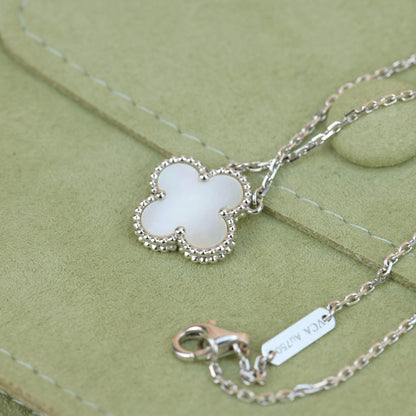 [⭐Luxery]CLOVER  15MM WHITE MOTHER-OF-PEARL SILVER