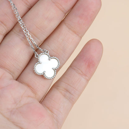 [⭐Luxery]CLOVER  15MM WHITE MOTHER-OF-PEARL SILVER