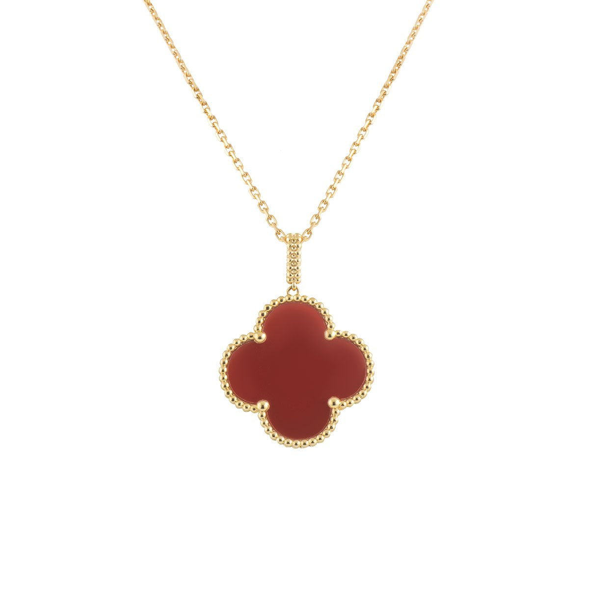 [⭐Luxery]CLOVER 25MM NECKLACE GOLD CARNELIAN