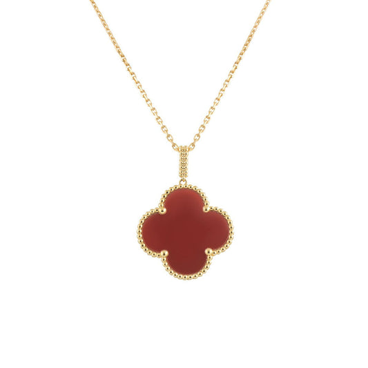 [⭐Luxery]CLOVER 25MM NECKLACE GOLD CARNELIAN