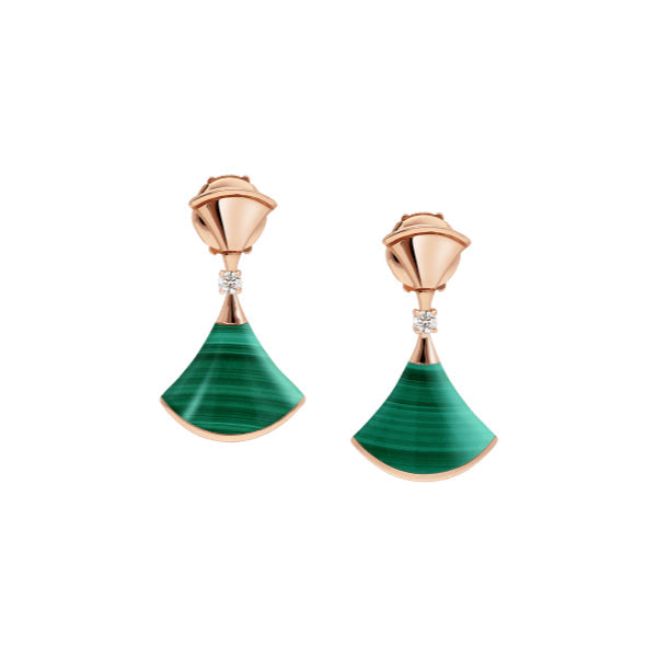 [⭐Luxery]DREAM MALACHITE PINK GOLD EARRINGS