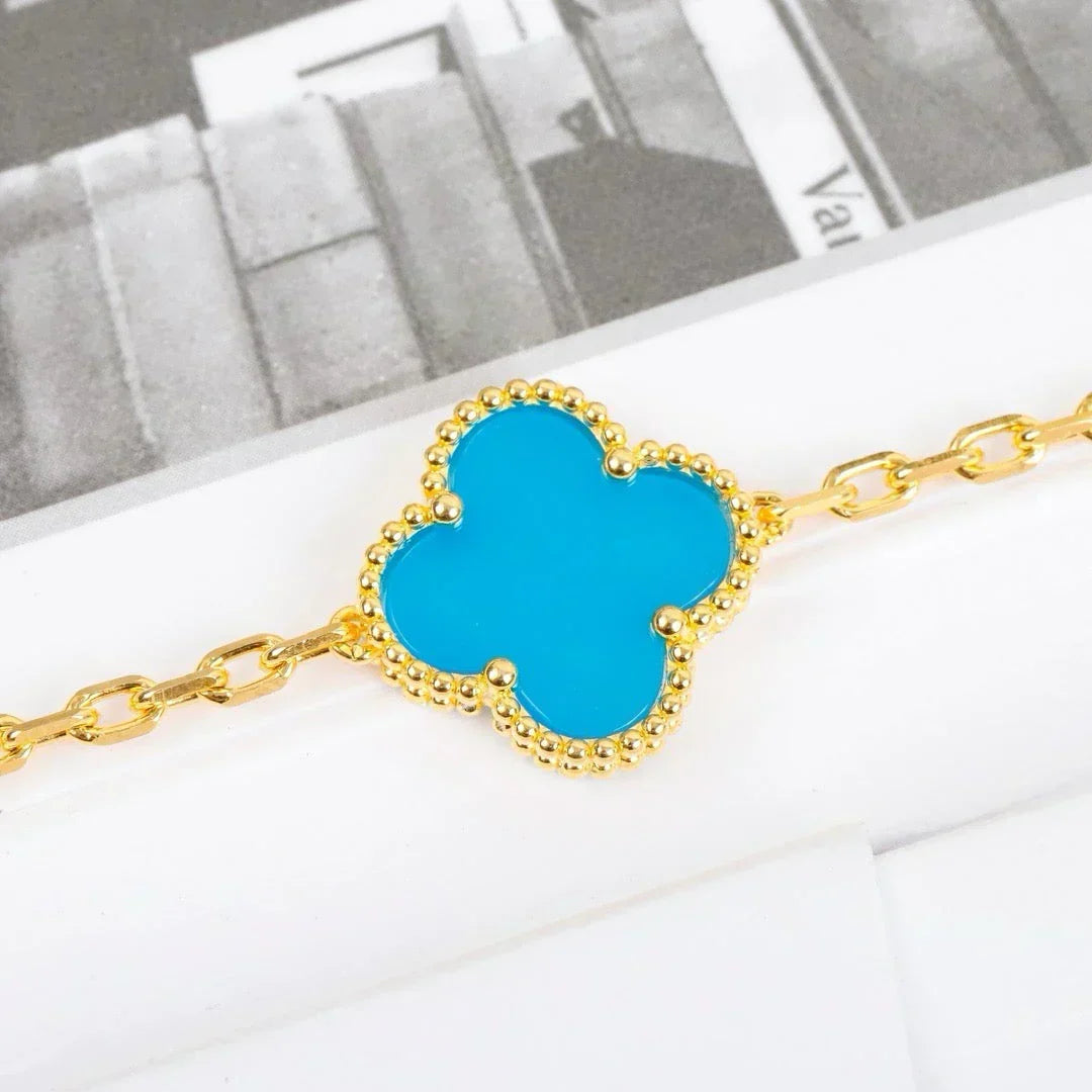 [⭐Luxery] CLOVER 5 MOTIF TURQUOISE BRACELET COLLECTION