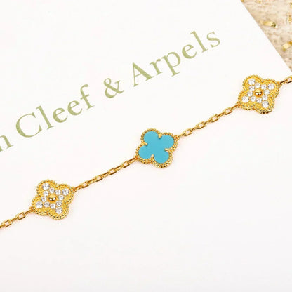 [⭐Luxery] CLOVER 5 MOTIF TURQUOISE BRACELET COLLECTION