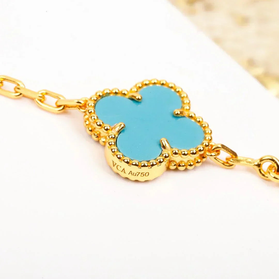 [⭐Luxery] CLOVER 5 MOTIF TURQUOISE BRACELET COLLECTION