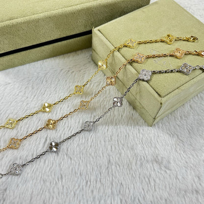 [⭐Luxery]CLOVER 6 MOTIF DIAMOND LASER BRACELET