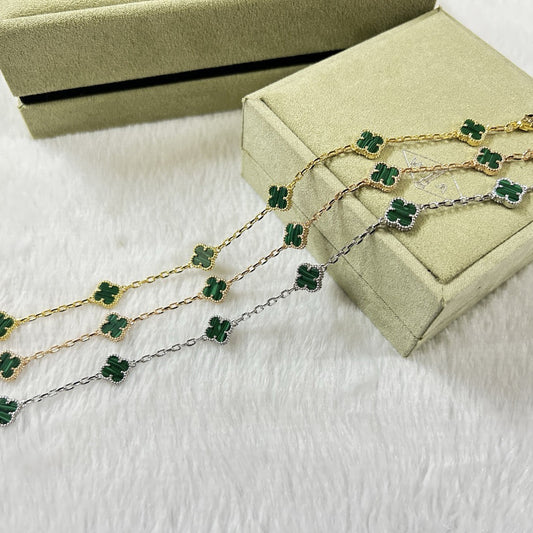 [⭐Luxery]CLOVER 6 MOTIF MALACHITE BRACELET