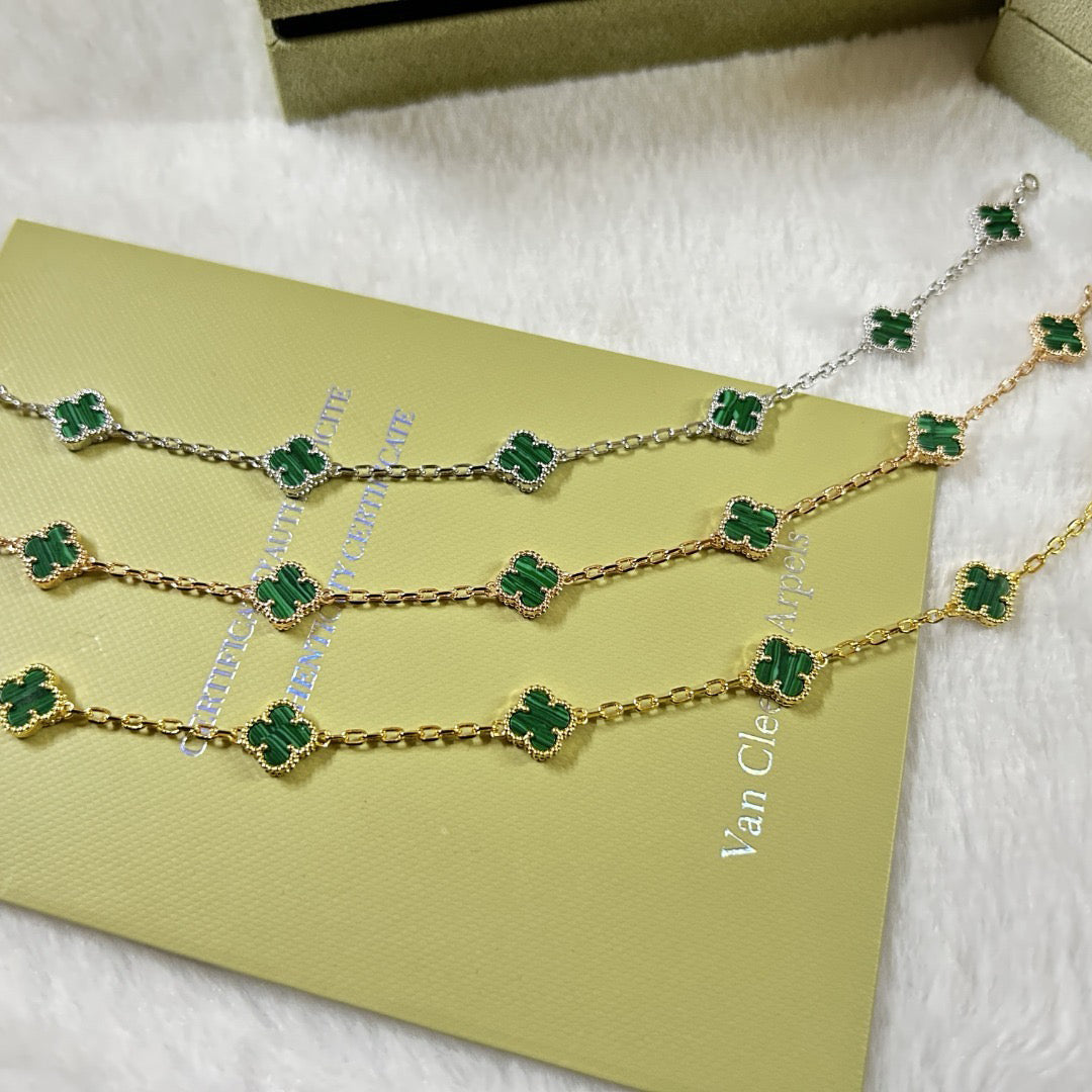 [⭐Luxery]CLOVER 6 MOTIF MALACHITE BRACELET