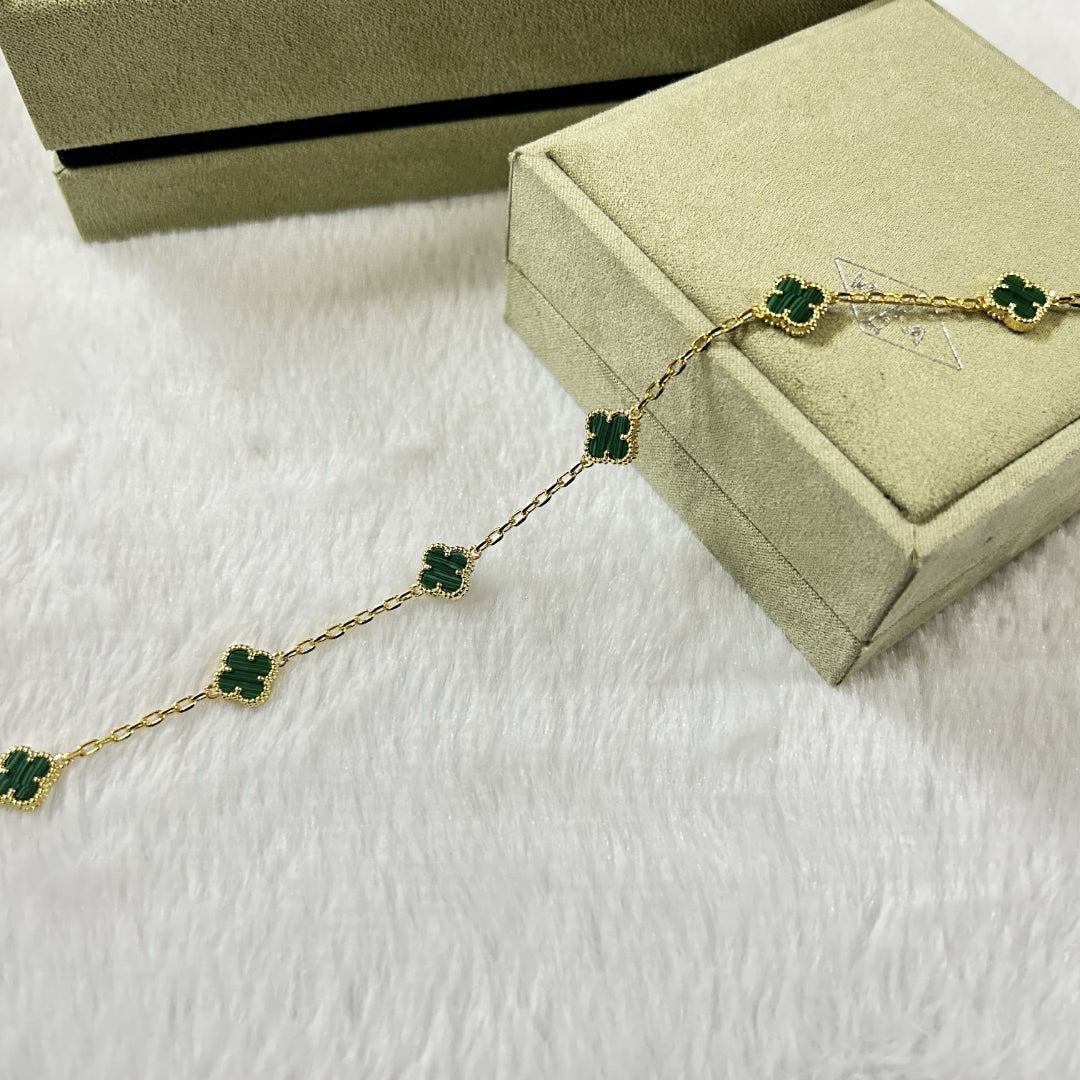 [⭐Luxery]CLOVER 6 MOTIF MALACHITE BRACELET