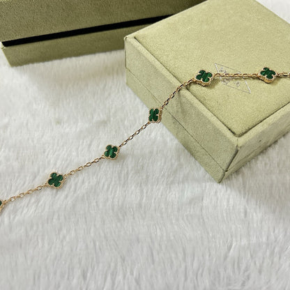 [⭐Luxery]CLOVER 6 MOTIF MALACHITE BRACELET