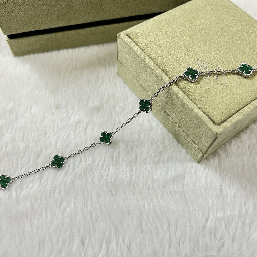 [⭐Luxery]CLOVER 6 MOTIF MALACHITE BRACELET