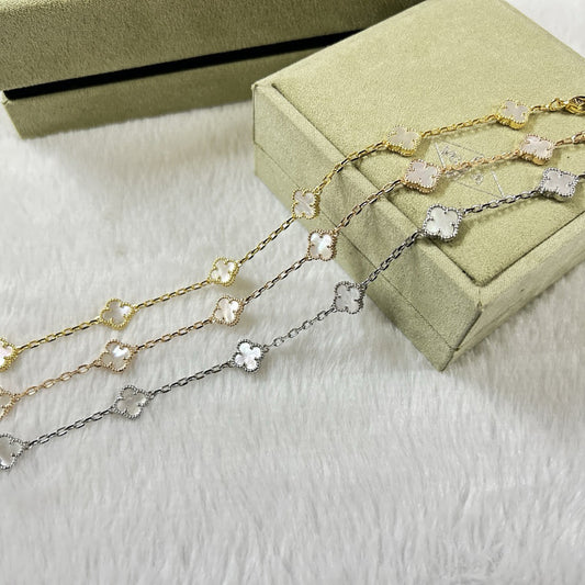 [⭐Luxery]CLOVER 6 MOTIF WHITE MOP BRACELET