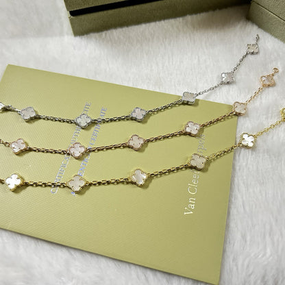 [⭐Luxery]CLOVER 6 MOTIF WHITE MOP BRACELET