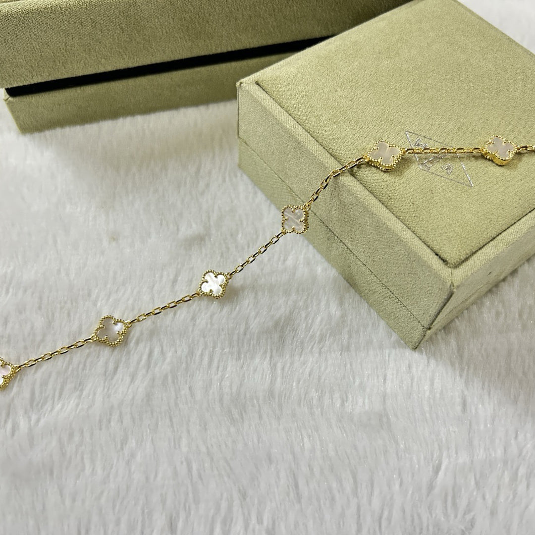 [⭐Luxery]CLOVER 6 MOTIF WHITE MOP BRACELET