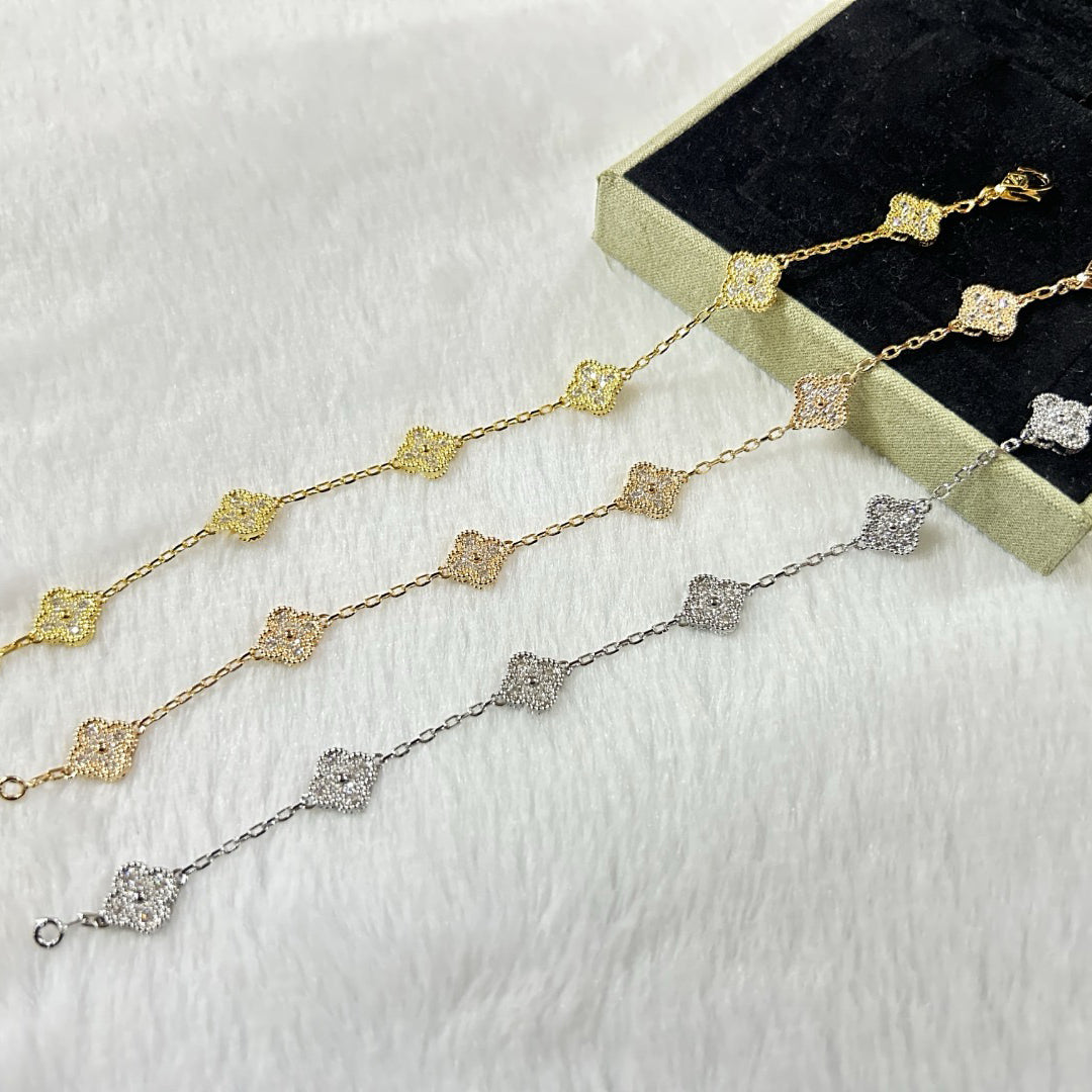 [⭐Luxery]CLOVER 6 MOTIF DIAMOND BRACELET