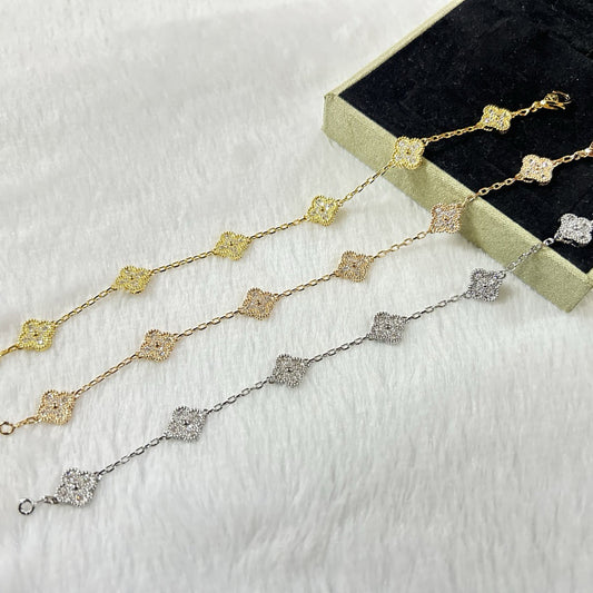 [⭐Luxery]CLOVER 6 MOTIF DIAMOND BRACELET