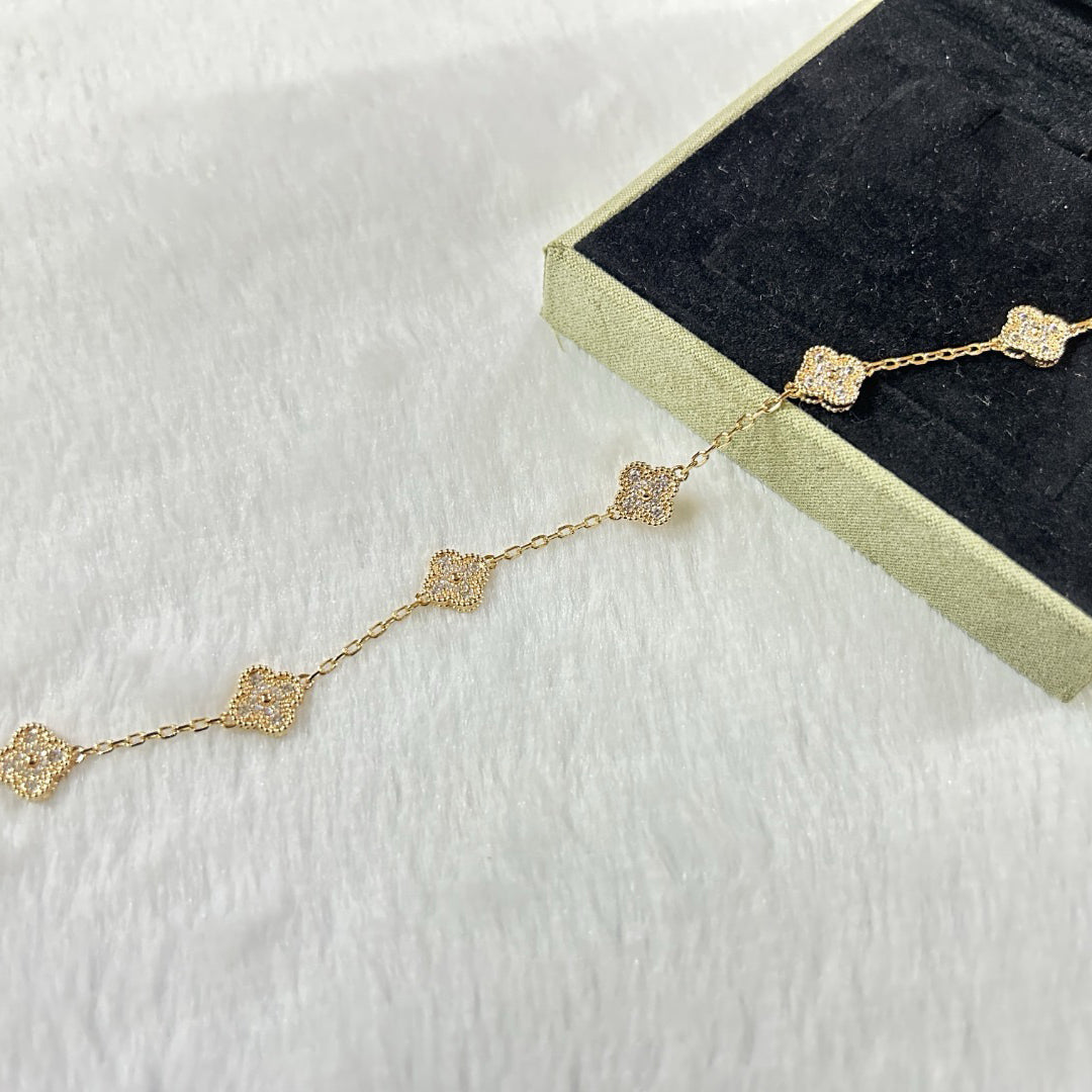 [⭐Luxery]CLOVER 6 MOTIF DIAMOND BRACELET