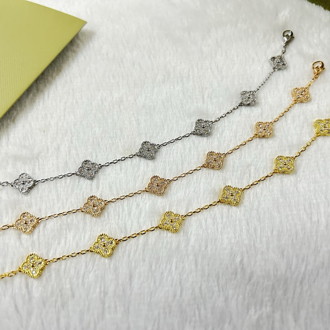 [⭐Luxery]CLOVER 6 MOTIF DIAMOND BRACELET