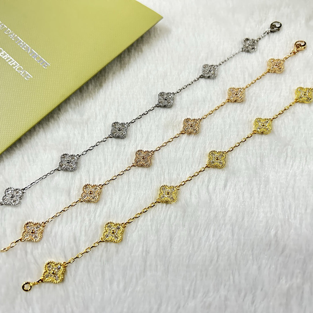 [⭐Luxery]CLOVER 6 MOTIF DIAMOND BRACELET