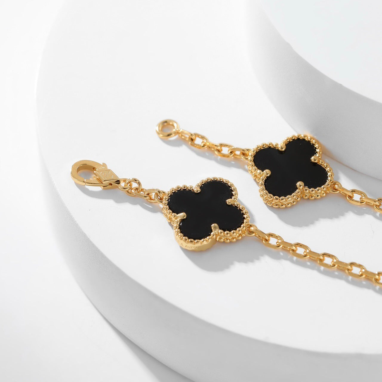 [⭐Luxery]CLOVER 10 MOTIFS ONYX NECKLACE