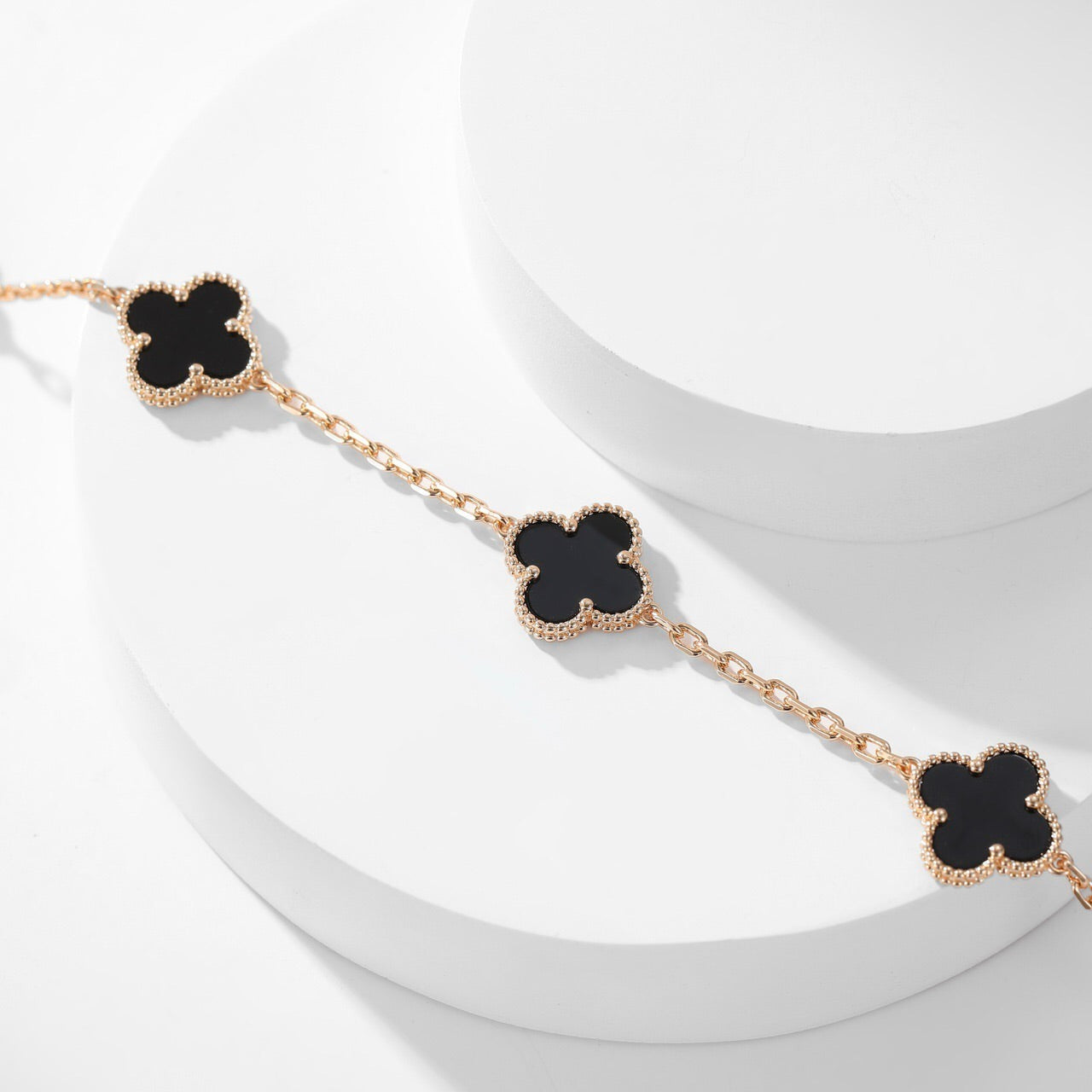 [⭐Luxery]CLOVER 10 MOTIFS ONYX NECKLACE